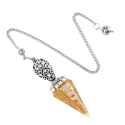 Silvery Crystal Agate Resin Hexagonal Pyramid Spirit Pendulum