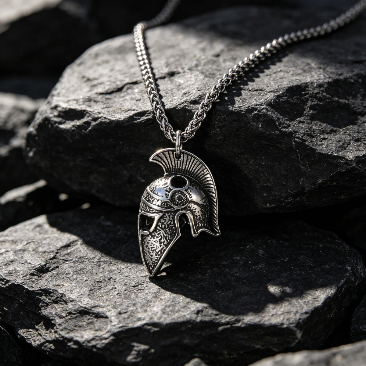 Men's Spartan Warrior Helmet Pendant Necklace