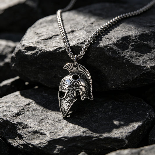 Men's Spartan Warrior Helmet Pendant Necklace