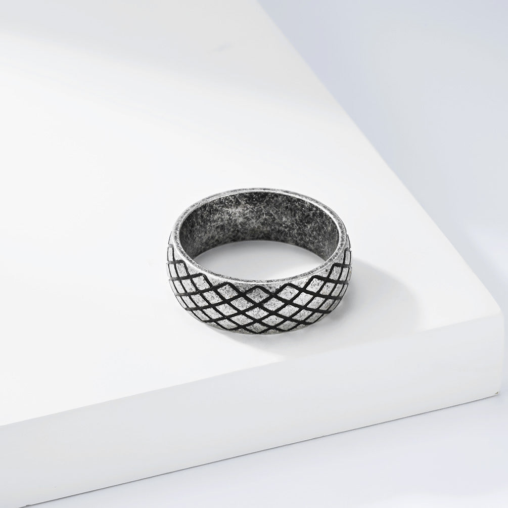 Rhombus grid men's ring