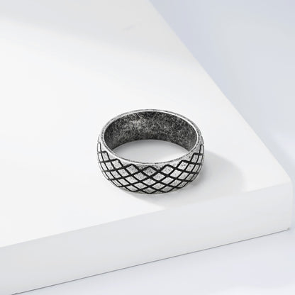 Rhombus grid men's ring