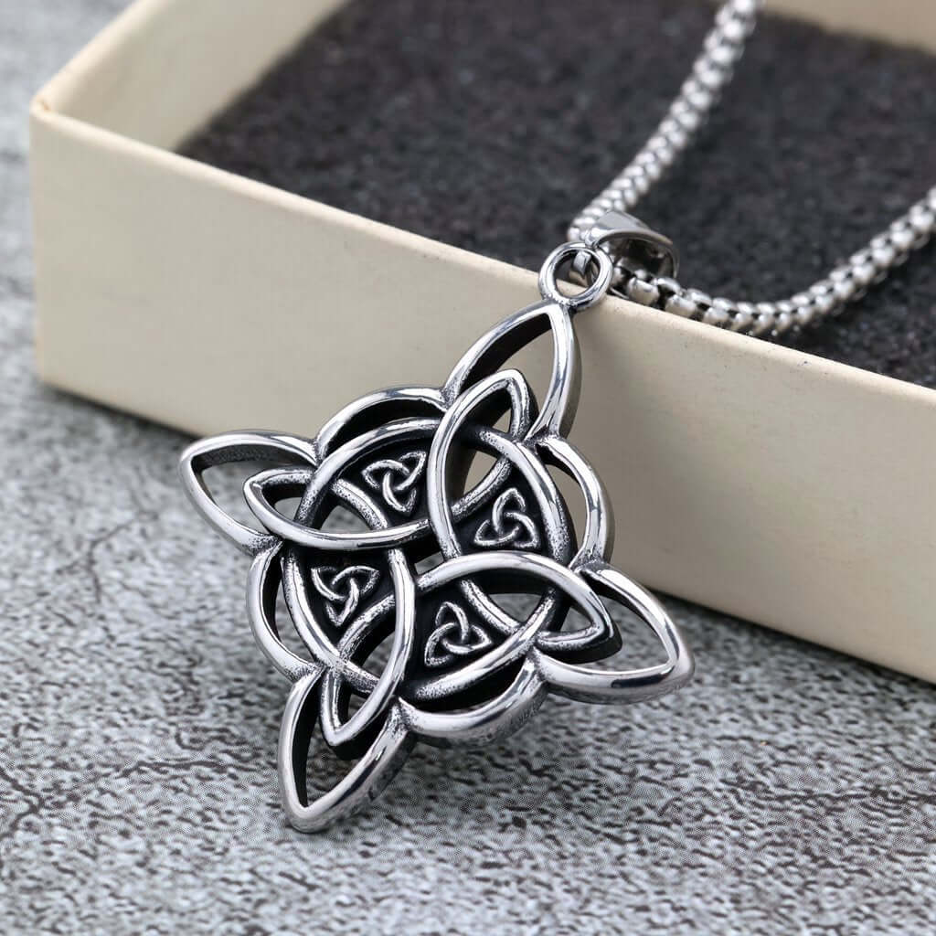 Vintage Stainless Steel Celtic Knot Pendant Necklace for Men