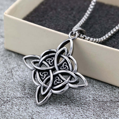 Vintage Stainless Steel Celtic Knot Pendant Necklace for Men