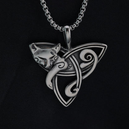 Vintage Stainless Steel Fox Pendant Necklace for Men