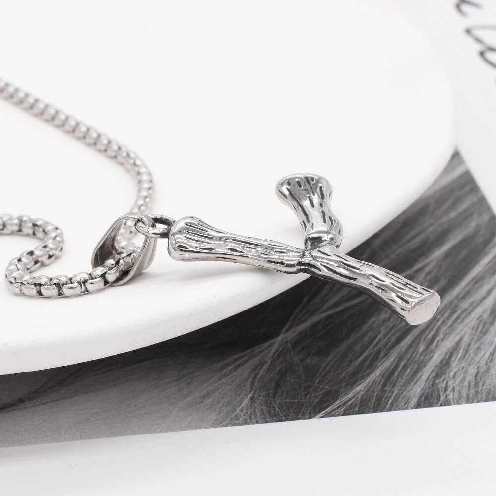 Men's Steel Y Shape Branch Pendant Necklace