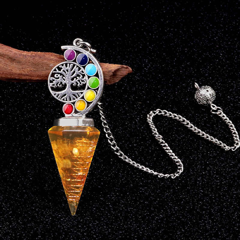 Colorful Life Tree Crystal Gravel Resin Spirit Pendulum