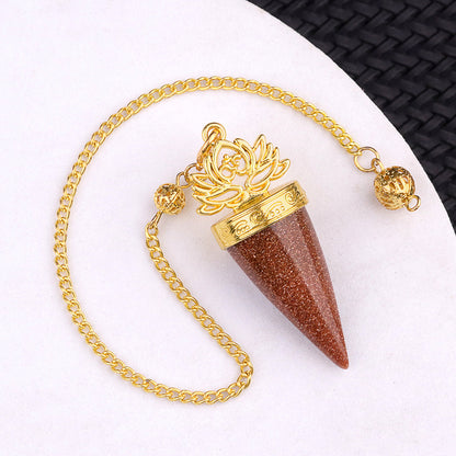 Ancient Golden lotus cone meditation yoga crystal spirit pendulum