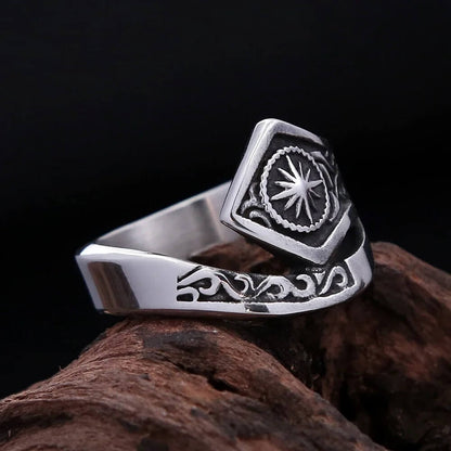 Vintage Solid Stainless Steel Indian Sun God Band Ring for Men
