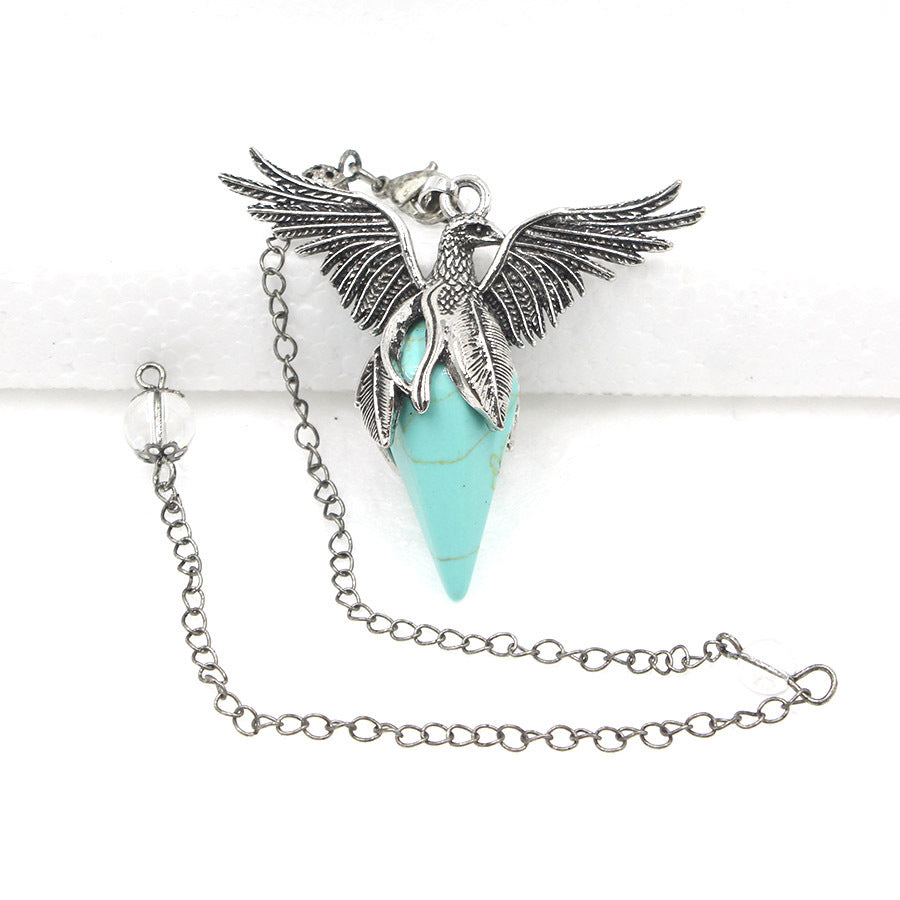 Crystal Rhombus-Cone Cut Peacock Spirit Pendulum