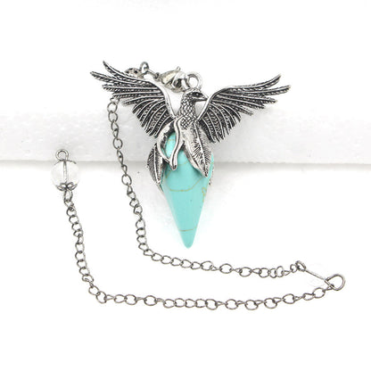 Crystal Rhombus-Cone Cut Peacock Spirit Pendulum