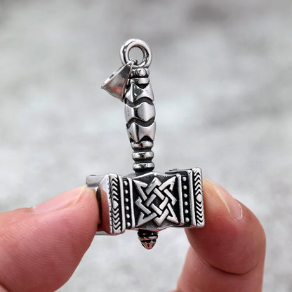 Vintage Stainless Steel Mjolnir Pendant Necklace for Men