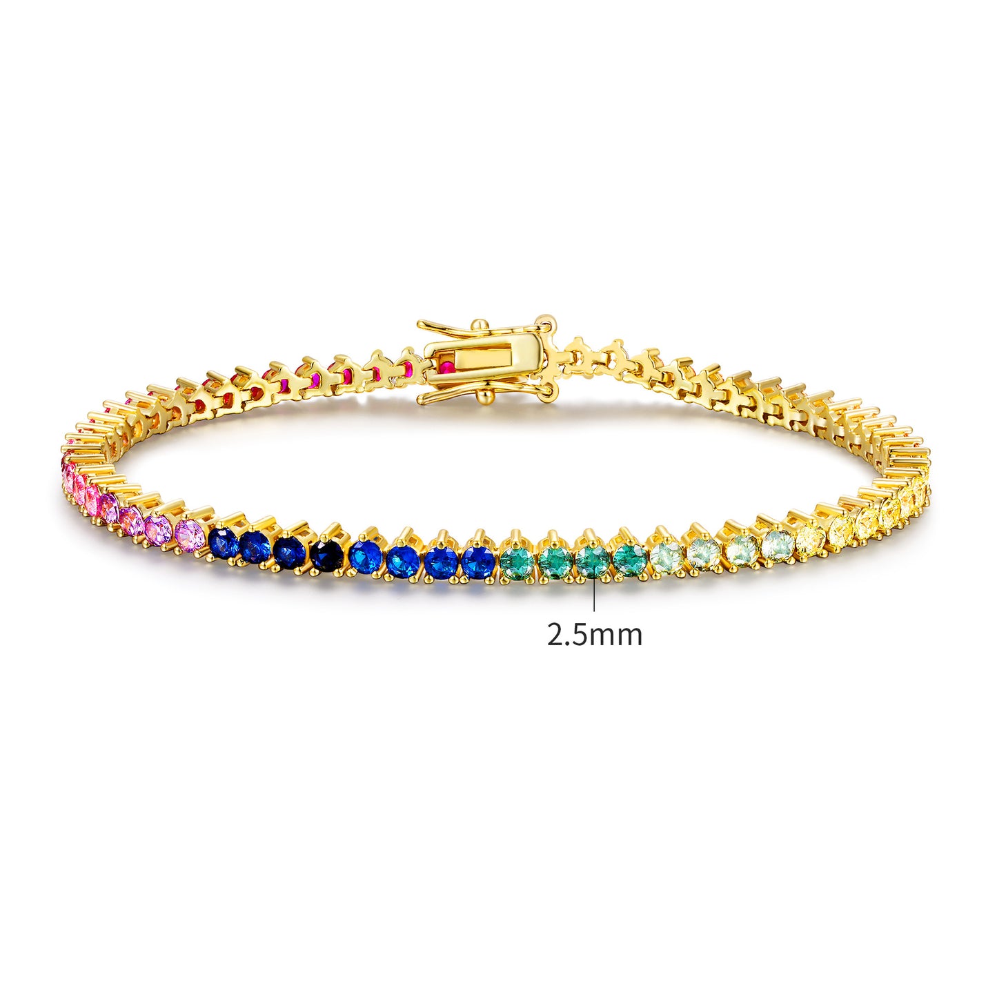 Women&Men's 2.5mm Gradient Zircon Tennis Ball Three-Claw Bracelet