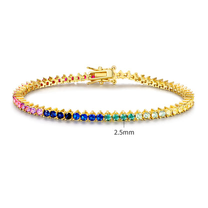 Women&Men's 2.5mm Gradient Zircon Tennis Ball Three-Claw Bracelet
