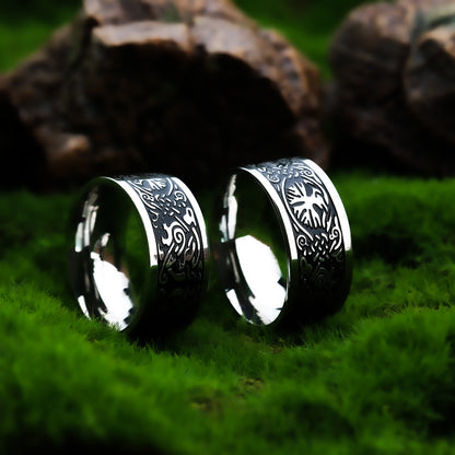 Vintage Antique Solid Stainless Steel Viking Tree of Life Band Ring for Men