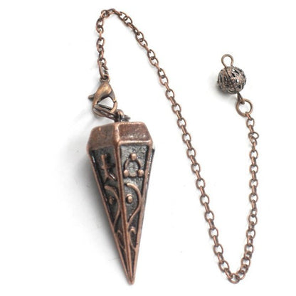 Copper Hexagonal Cone With Six-Sided Carved Pattern Symbols Gravity-Concentrating Pendulum