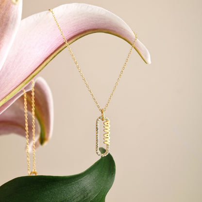Women's MAMA Letter Pendant Necklace, Rectangle Frame Inlaid Zirconia, S925 with Gold Plating