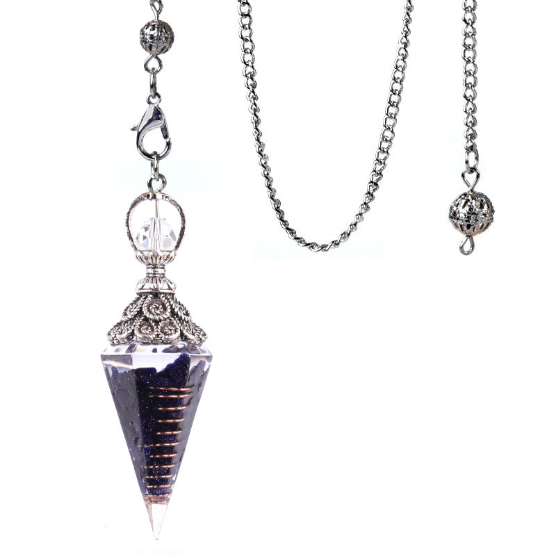 Antique silver crystal semi-precious stone multi-colored gravel resin spirit pendulum