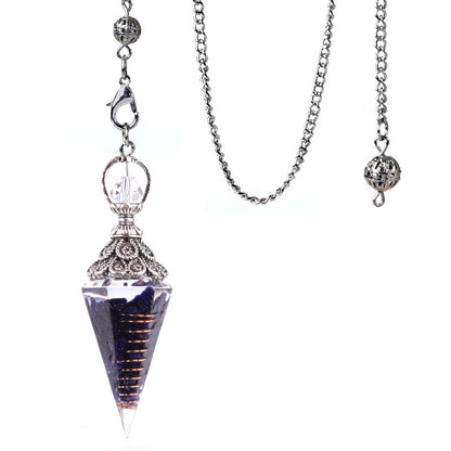 Antique silver crystal semi-precious stone multi-colored gravel resin spirit pendulum