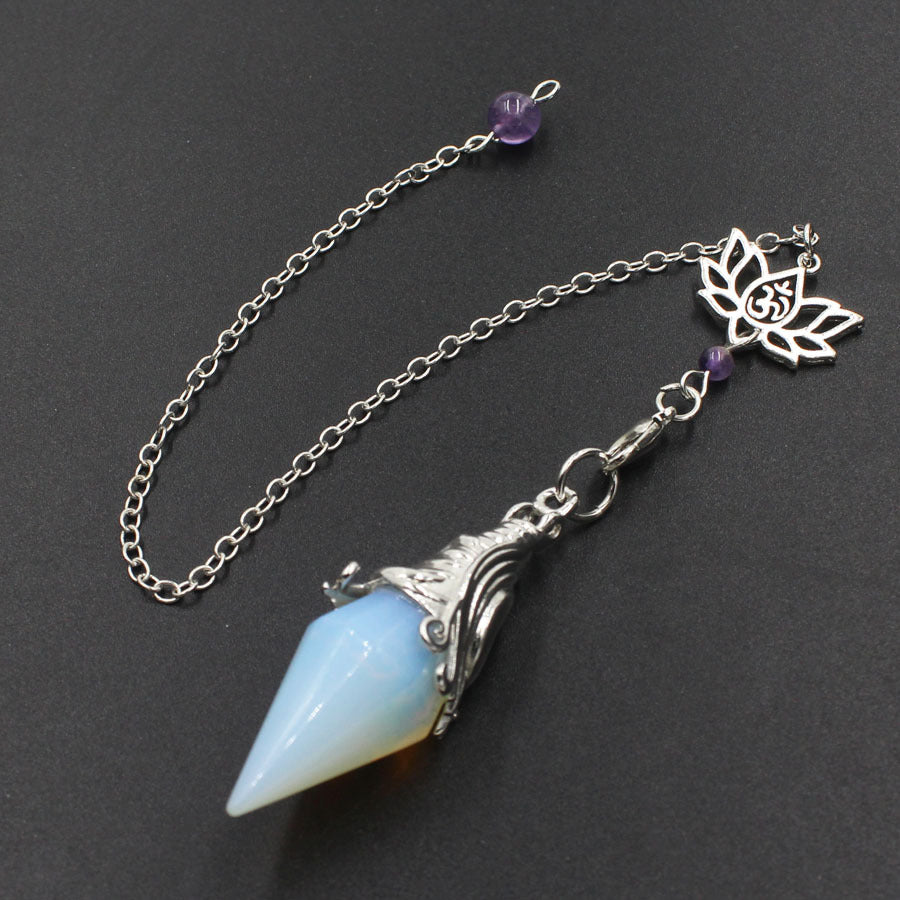 Lotus Chain Cut Pyramid Crystal Spirit Pendulum