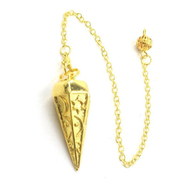 Copper Hexagonal Cone With Six-Sided Carved Pattern Symbols Gravity-Concentrating Pendulum
