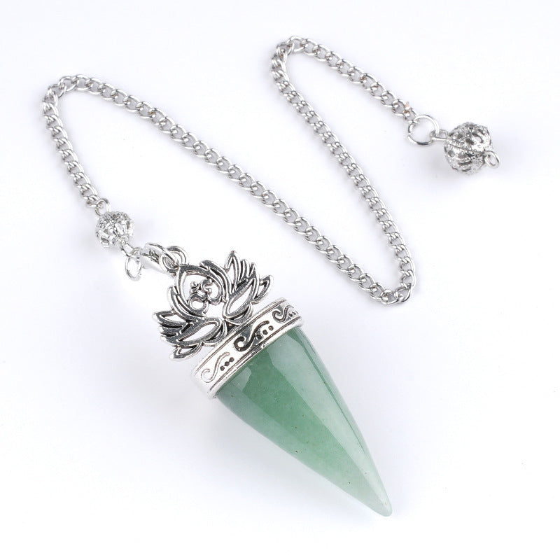 Ancient silver lotus cone meditation yoga crystal spirit pendulum