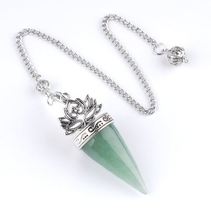 Ancient silver lotus cone meditation yoga crystal spirit pendulum