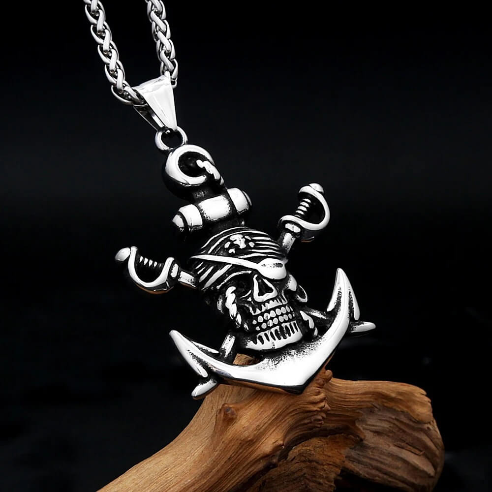 Men's Pirate Ship Anchor Pendant Necklace