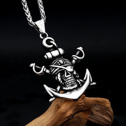 Men's Pirate Ship Anchor Pendant Necklace