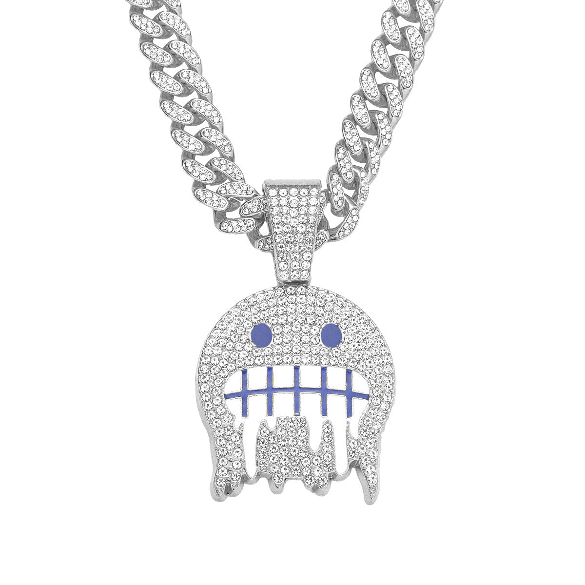 Hip-Hop Ice Face Emoji Cuban Chain Pendant Necklace