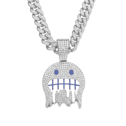 Hip-Hop Ice Face Emoji Cuban Chain Pendant Necklace