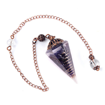 Colorful crystal clock pendulum ancient red copper flower base resin spirit pendulum