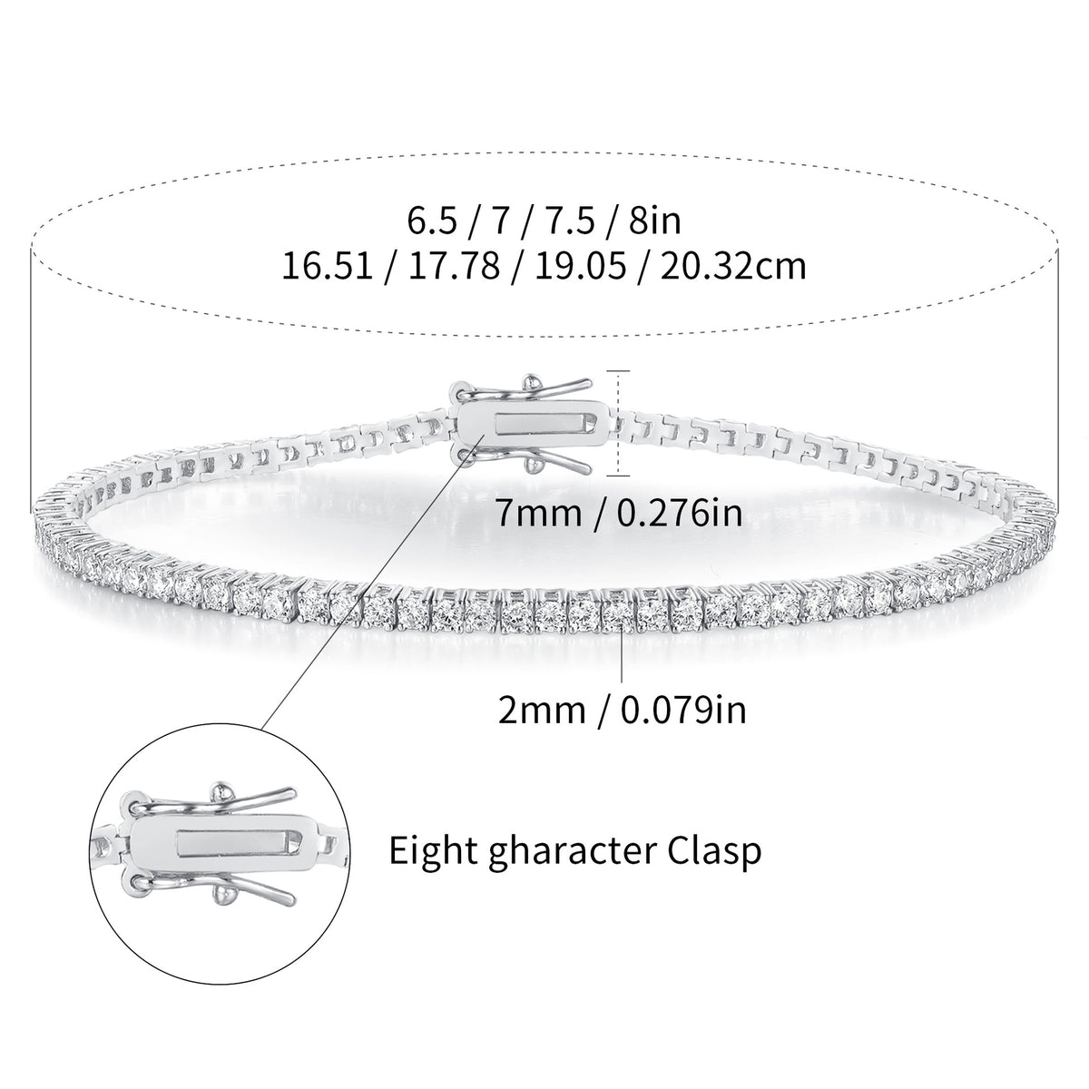 Women&Men's Fashionable 2mm Zircon Tennis Bracelet