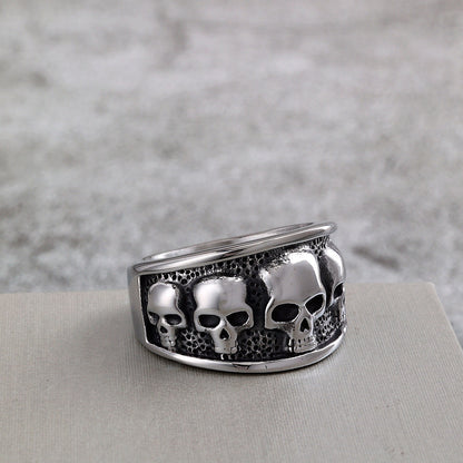 Vintage Solid Stainless Steel Gothic Skull Ring for Men