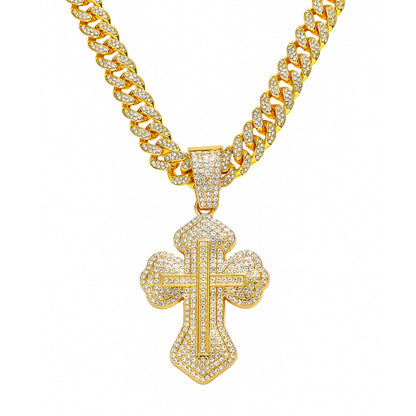 Hip-Hop Style Cross Cuban Chain Pendant Necklace