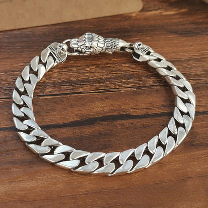 Men's Retro Snake Head Curb Bracelet