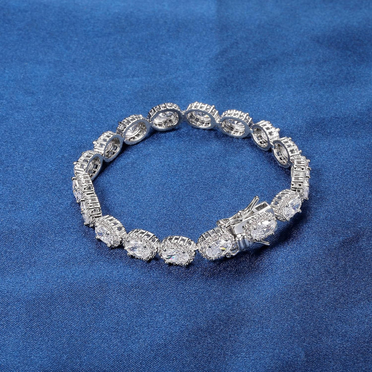 Women&Men's Elliptical Disc 4*6mm Zircon Cuban Tennis Bracelet