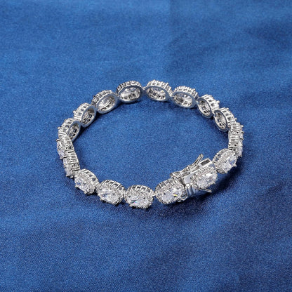 Women&Men's Elliptical Disc 4*6mm Zircon Cuban Tennis Bracelet