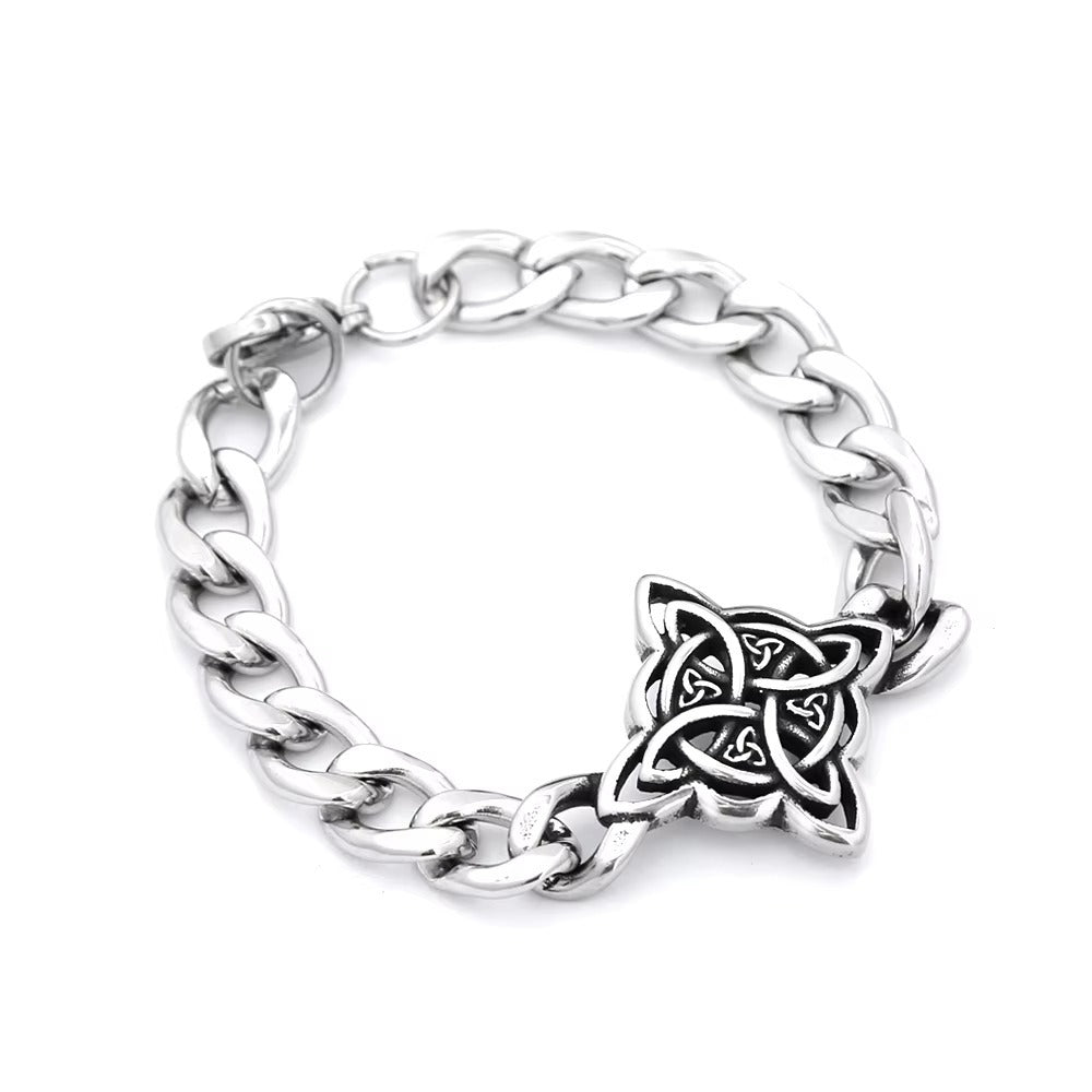 Men's European Streetwear Stainless Steel Bracelet, Viking Witch's Knot Celtic Knot Trendy Fashion Wrist Jewelry