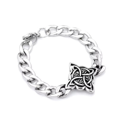 Men's European Streetwear Stainless Steel Bracelet, Viking Witch's Knot Celtic Knot Trendy Fashion Wrist Jewelry