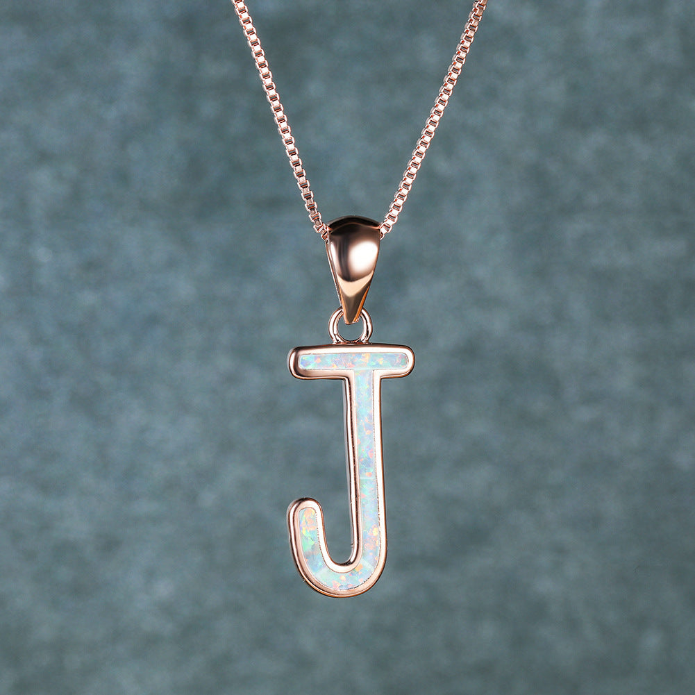 Opal Letter J Necklace