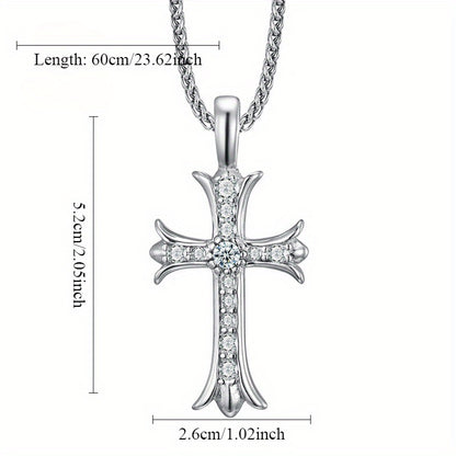 Men's Titanium Steel Cross Zircon Pendant Necklace