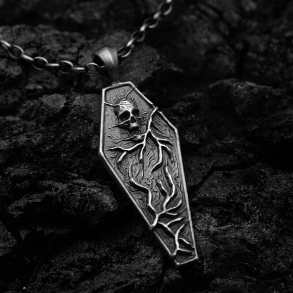 Men's Retro Skeleton Coffin Pendant Necklace