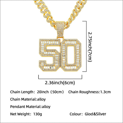 Hip-Hop Number 50 Cuban Chain Pendant Necklace