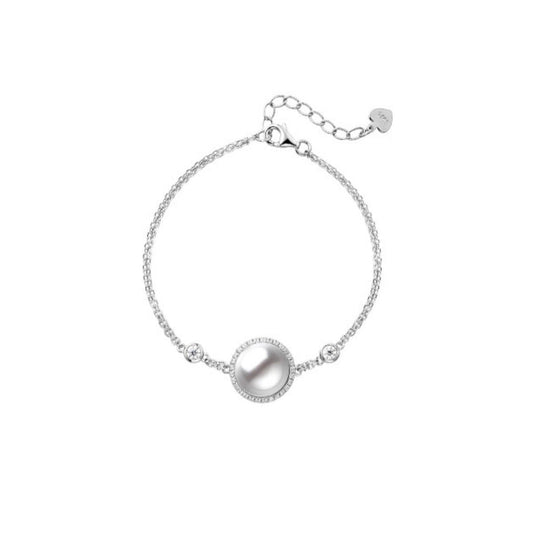 Women's White Gold Big Organic Pearl Halo Bracelet