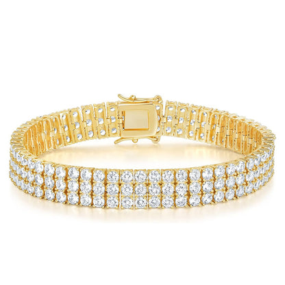 Women&Men's Hip-Hop 3mm Zircon Three-Row Eight-Character Buckle Cuban Tennis Bracelet