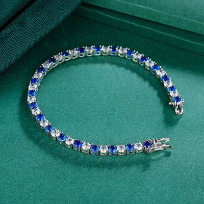 Women&Men's 4mm Round Zircon Eight-Shaped Clasp Tennis Bracelet
