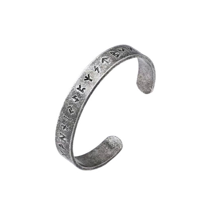 Vintage Literary Viking Runes Stainless Steel Men Bracelet, Fashion Personality Open Cuff Wrist Jewelry
