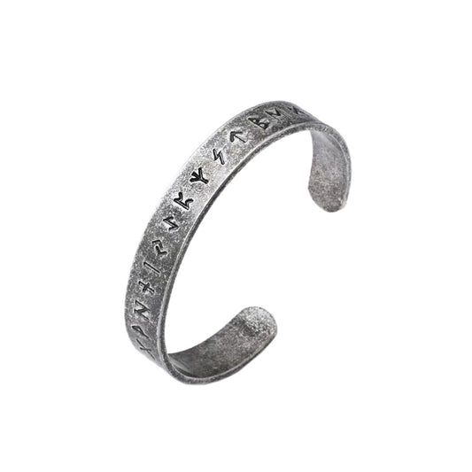 Vintage Literary Viking Runes Stainless Steel Men Bracelet, Fashion Personality Open Cuff Wrist Jewelry
