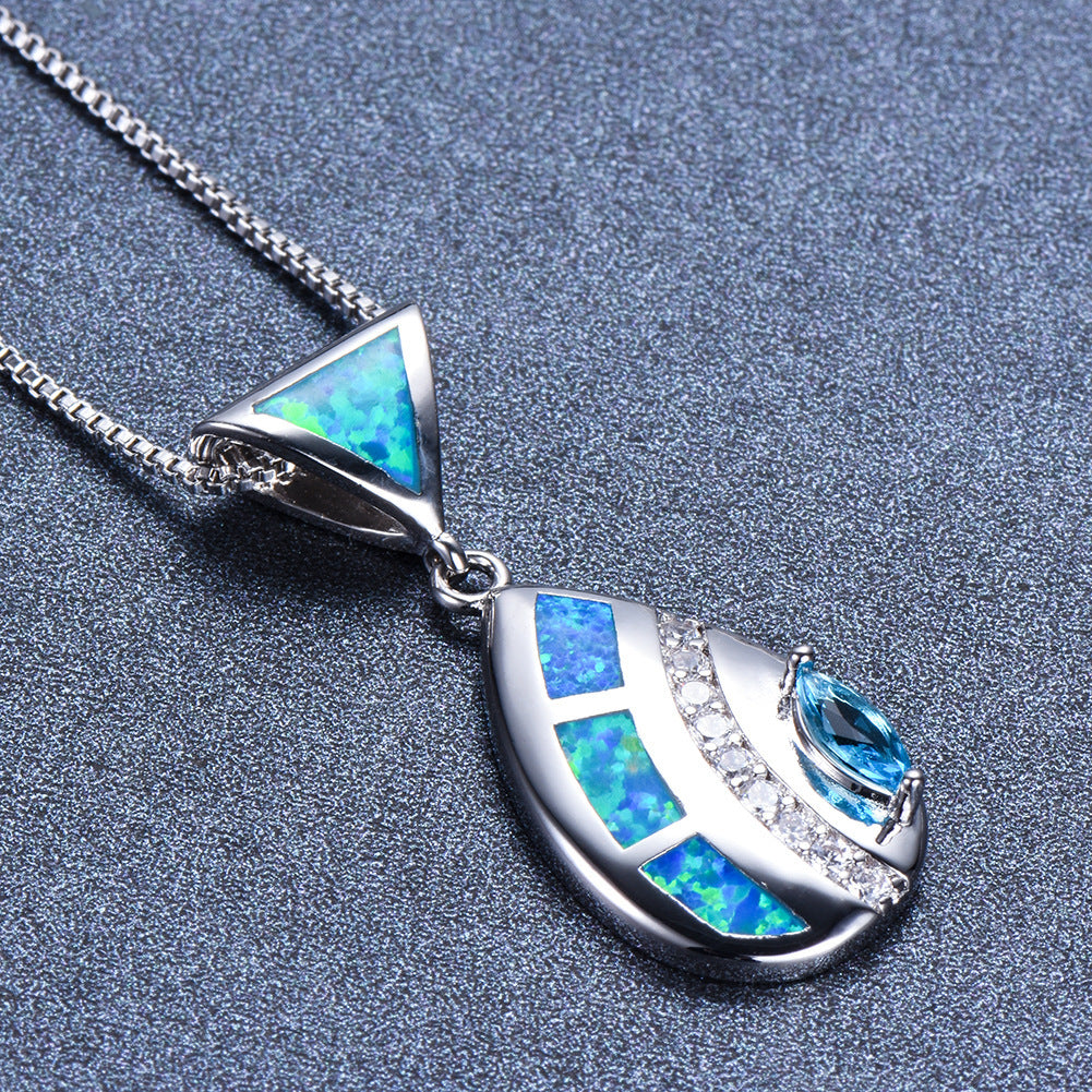 Triangle Opal Waterdrop Necklace
