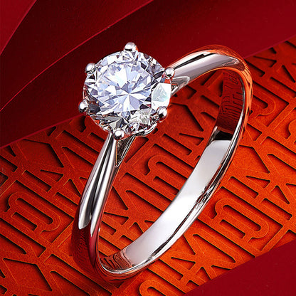 Women's White Gold Prong Setting Engaement Moissanite Adjustable Ring